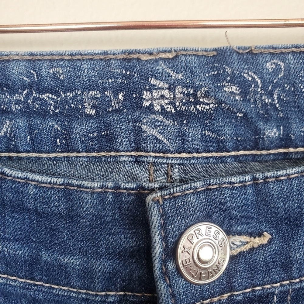 Express 6 Vintage Low Rise Skinny Medium Wash Jegging stretch Jeans Y2K - Picture 3 of 15